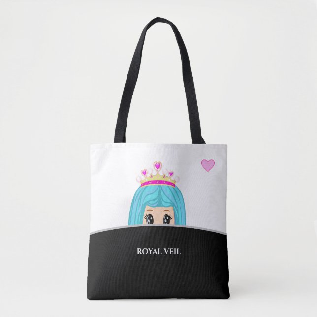 Tote Bag Voile royal sur fond noir et blanc (Devant)