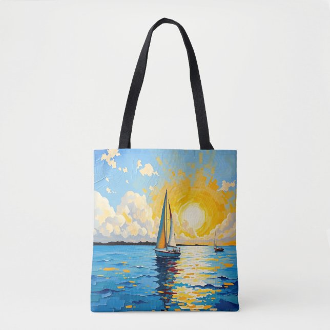 Tote Bag Voilier au coucher du soleil (Devant)