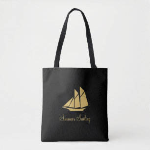 Tote Bag Voilier d'été élégant doré
