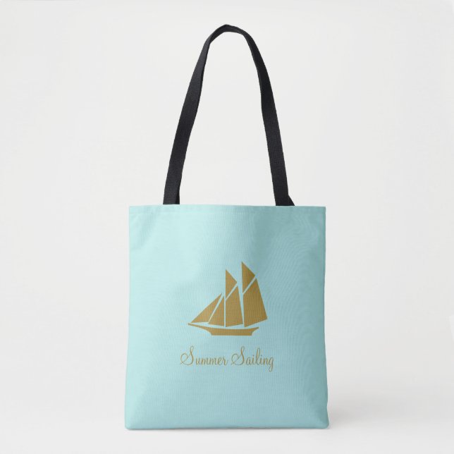 Tote Bag Voilier d'été élégant doré (Devant)