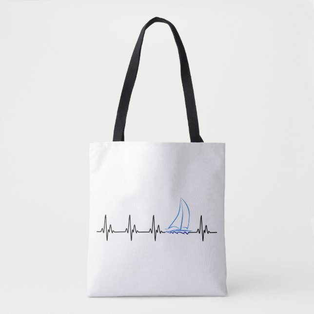 Tote Bag Voilier drôle de battement de coeur de navigation (Devant)