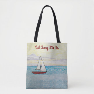 Tote Bag Voilier Rouge S'Éloigne Avec Moi