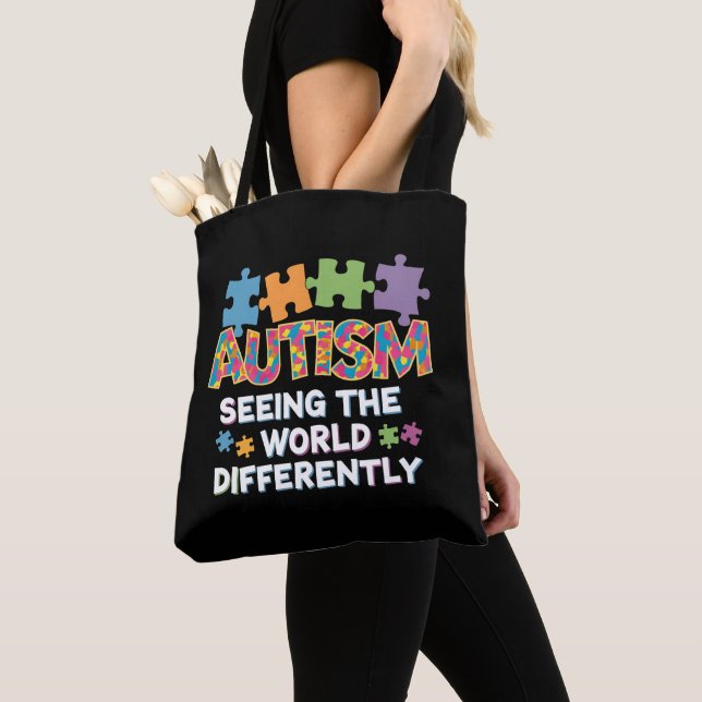 Tote Bag Voir le monde différemment Sensibilisation à l'aut (De près)