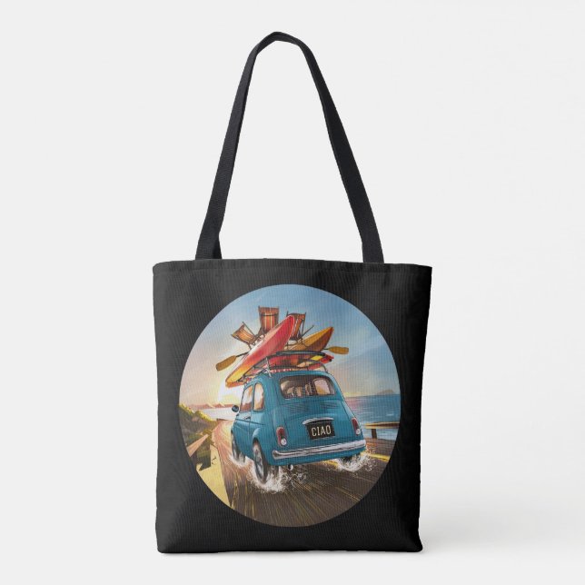 Tote Bag Voiture Blue Fiat (Dos)
