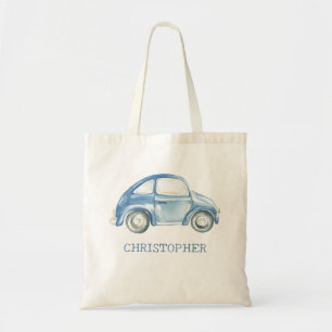 Tote Bag Voiture Buggy Buggy Vintage Blue Watercolor