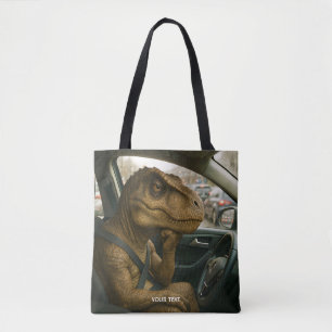 Tote Bag Voiture de conduite Imaginaire Dinosaur