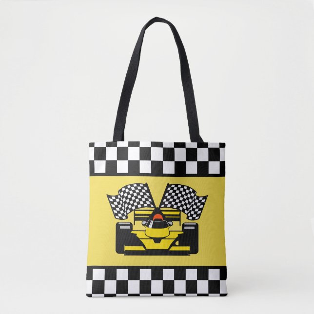 Tote Bag Voiture de course jaune : Drapeau de contrôleur (Devant)