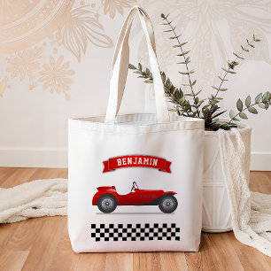 Tote Bag Voiture de course rouge vintage pour enfants