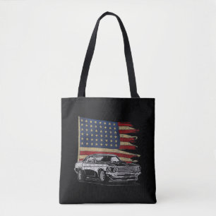 Tote Bag Voiture de sport américaine Muscle Car Flag