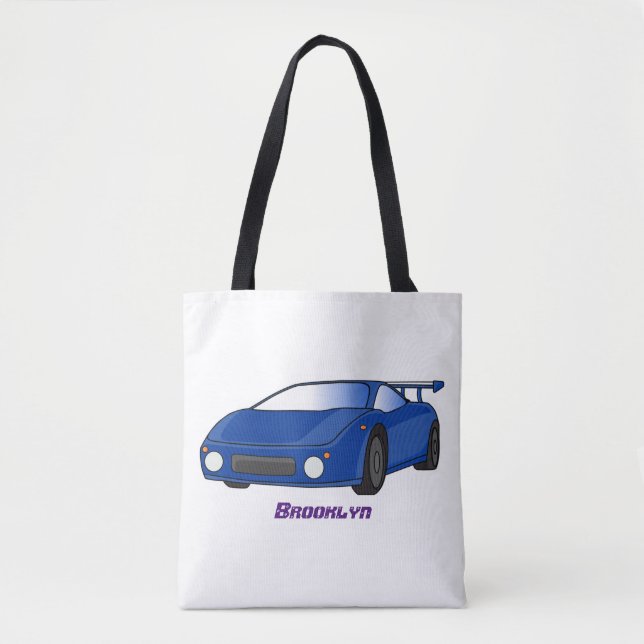 Tote Bag Voiture de sport bleue avec illustration airfos (Devant)