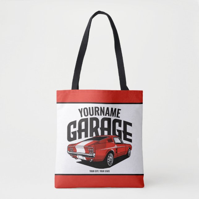 Tote Bag Voiture Muscle Personnalisée 1967 Garage Fastback  (Devant)