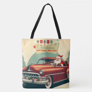 Tote Bag Voiture rouge vintage & Père Noël