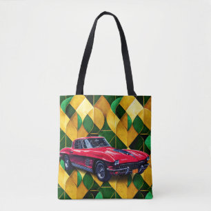 Tote Bag Voiture vintage Red Sport Sur Un Arrière - plan Ve