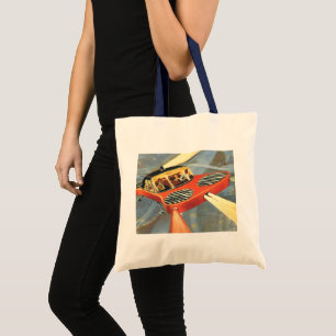 Tote Bag Voiture volante futuriste de science-fiction vinta