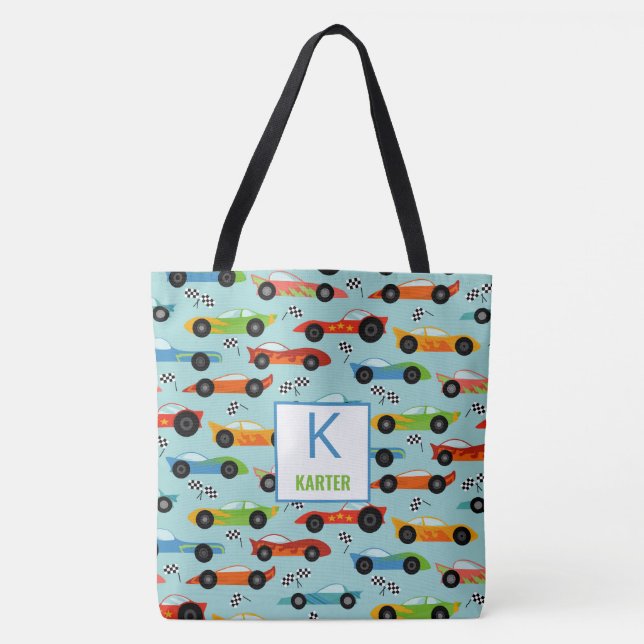 Tote Bag Voitures de course cool Enfants personnalisés (Devant)