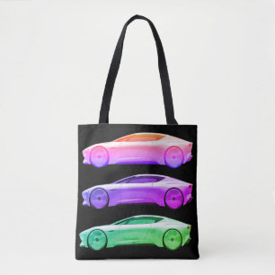 Tote Bag Voitures de sport fantaisie de couleurs vives sont