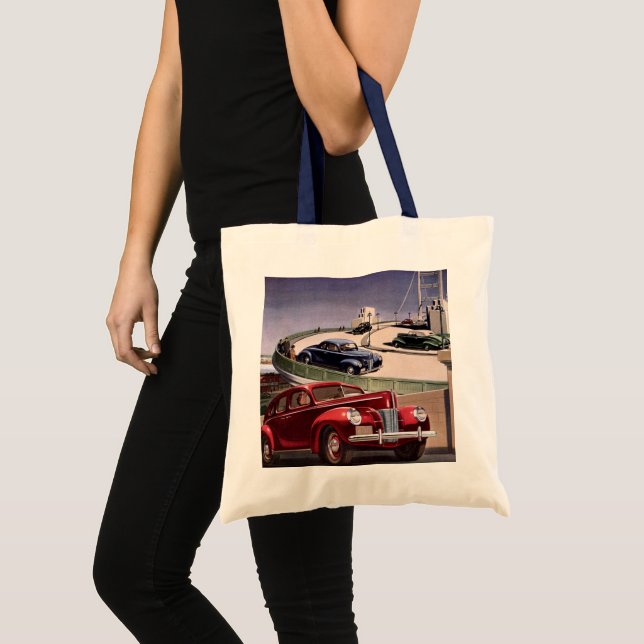 Tote Bag Voitures d'époque, Voyage sur la route des berline (Devant (produit))