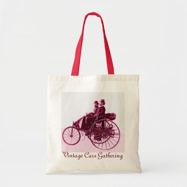 Tote Bag VOITURES ViNTAGE RASSEMBLANT rouge violet rose (Devant)