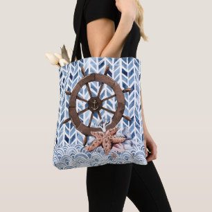 Tote Bag Volant, étoile de mer, motif nautique
