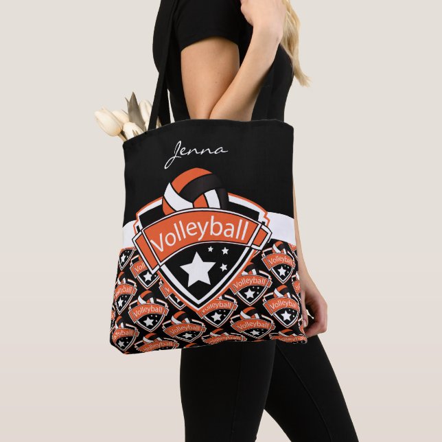 Tote Bag Volley-ball Orange Sport | Texte do-it-yourself (De près)