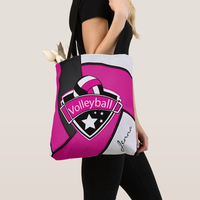 Tote Bag Volley-ball sport | Texte do-it-yourself - Rose (De près)
