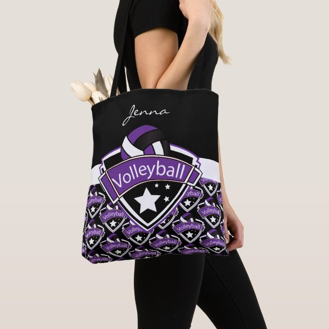 Tote Bag Volley-ball sport violet | Texte do-it-yourself (De près)