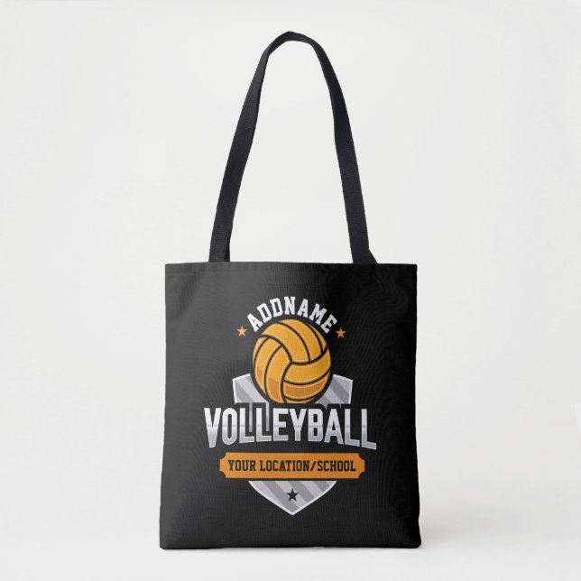 Tote Bag Volleyball AJOUTER TEXTE École Varsity Team Joueur (Devant)