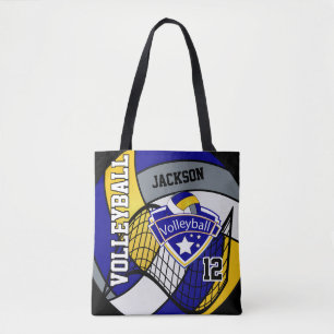 Tote Bag Volleyball bleu, jaune et gris