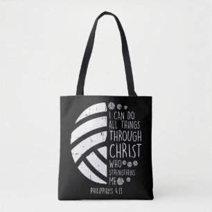 Tote Bag Volleyball je peux faire des choses Bible Verse Di