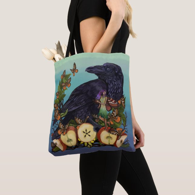 Tote Bag Vols de Fantaisie Raven Faée (De près)