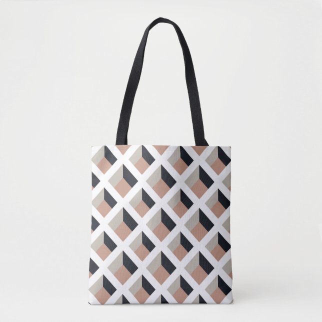 Tote Bag Volume de treillis blanc, arrière - plan brun. (Devant)
