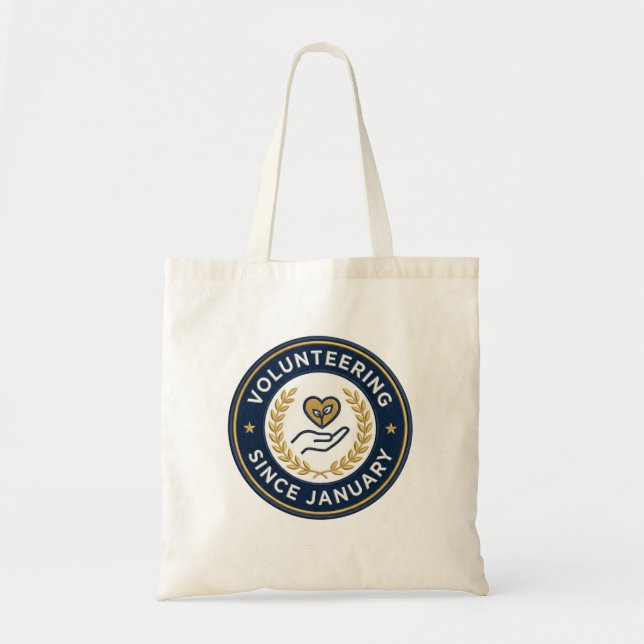 Tote Bag Volunteering Since January Embroidered Patch Merit (Devant)
