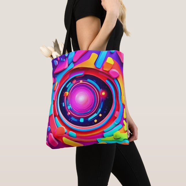 Tote Bag Vortex cosmique : une odyssée néon (De près)