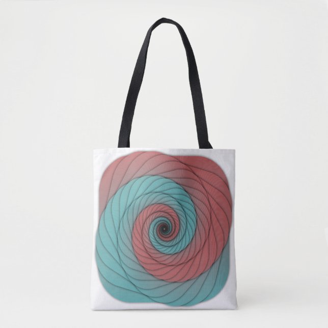 Tote Bag Vortex Rouge et Sarcelle (Devant)