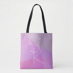 Tote Bag Vos initiales de chevauchement Géométrique rose