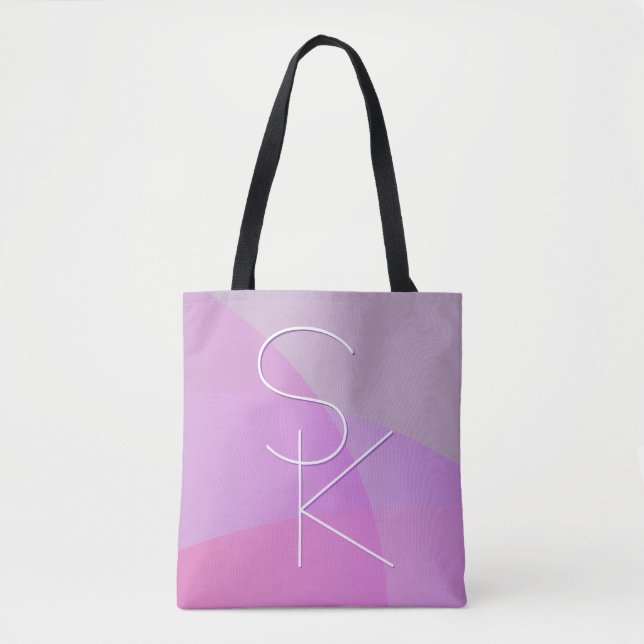 Tote Bag Vos initiales de chevauchement | Géométrique rose  (Devant)