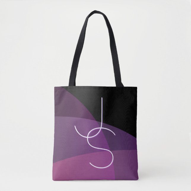 Tote Bag Vos initiales de chevauchement | Moderne violet et (Devant)
