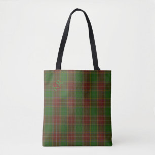 Tote Bag Vos initiales de monogramme sur Baxter Clan Tartan