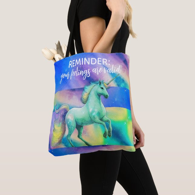 Tote Bag Vos sentiments sont valides Licorne Tie Dye Sirène (De près)