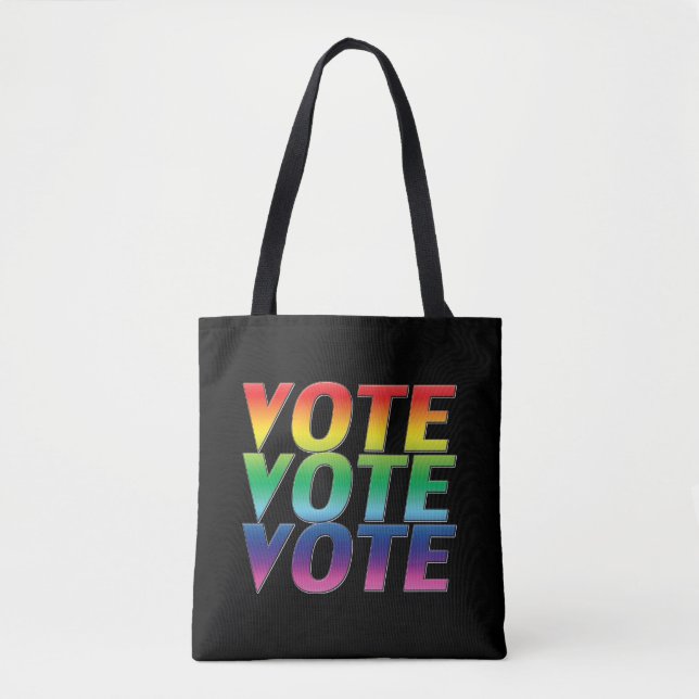 Tote Bag vote - black pride lgbtq couleurs arc-en-ciel (Devant)