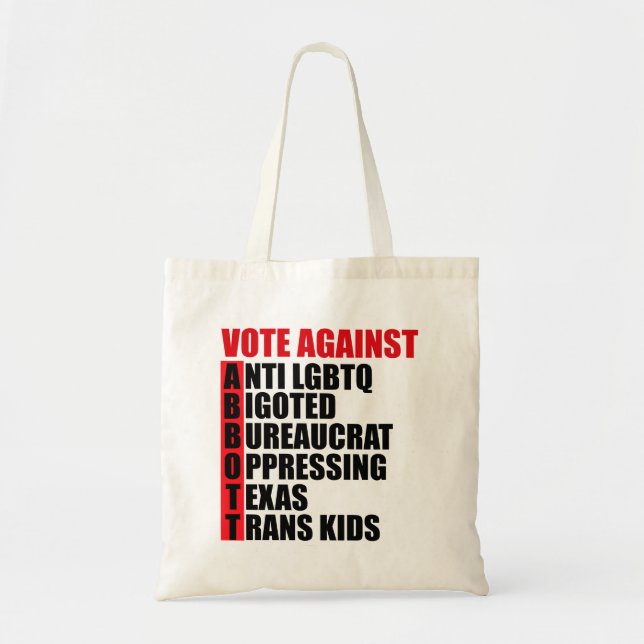 Tote Bag Vote Contre Greg Abbott Texas Democrat Word Poem (Devant)