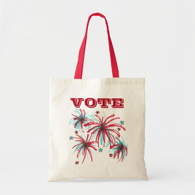 Tote Bag VOTE Election Day USA Voter Poll Worker Fireworks (Devant)