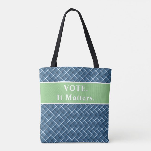 Tote Bag Vote Fourre-tout, ça compte (bleu/vert) (Dos)