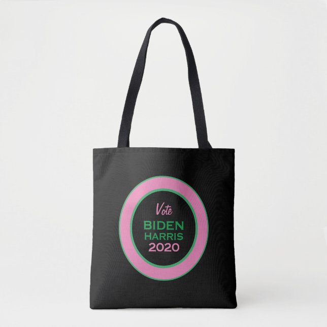 Tote Bag Vote vert rose BIDEN HARRIS 2020 (Devant)