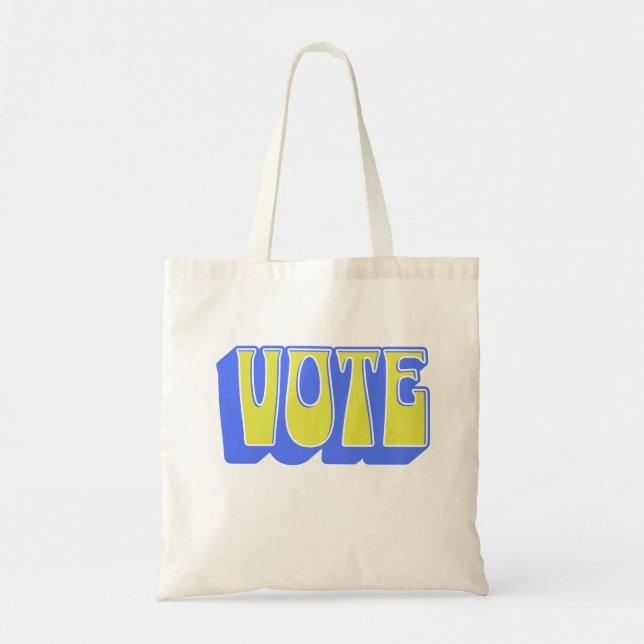 Tote Bag Voter Retro Coloré Super Blue Jaune Élection (Devant)