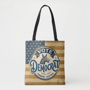 Tote Bag Votez Démocrate Ensemble – Vintage Patriotique