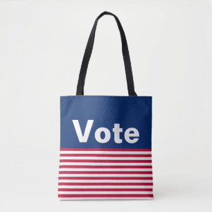 Tote Bag Votez Red White et Blue Stripes