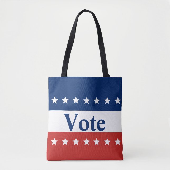 Tote Bag Votez Rouge Blanc et Bleu avec étoiles (Devant)