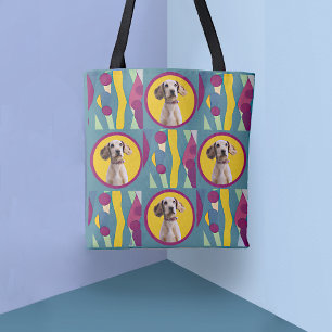 Tote Bag Votre chien sur un Motif Abstrait moderne