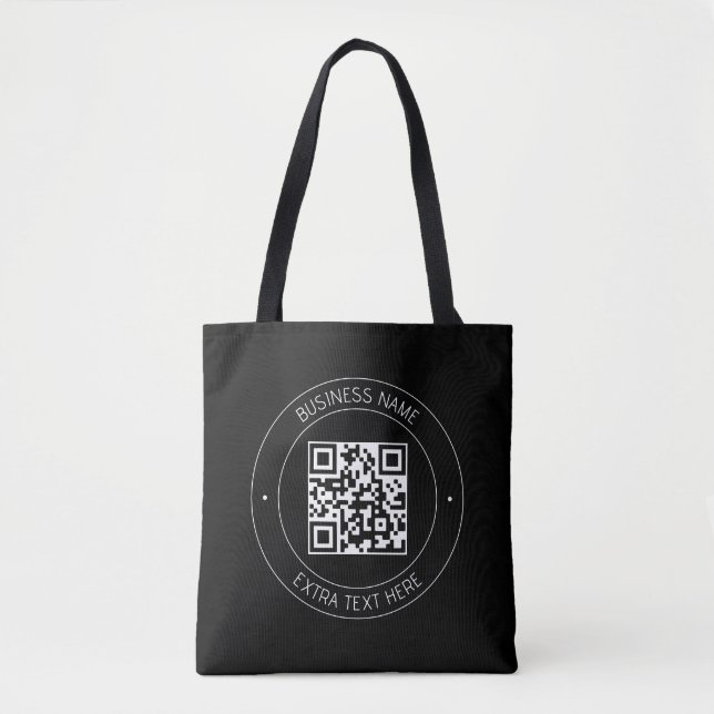 Tote Bag Votre code QR & Texte modifiable | Noir & Blanc (Devant)